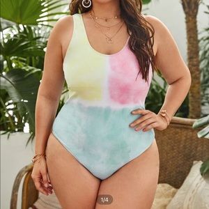 SHEIN Plus Color Block One Piece Swimsuit